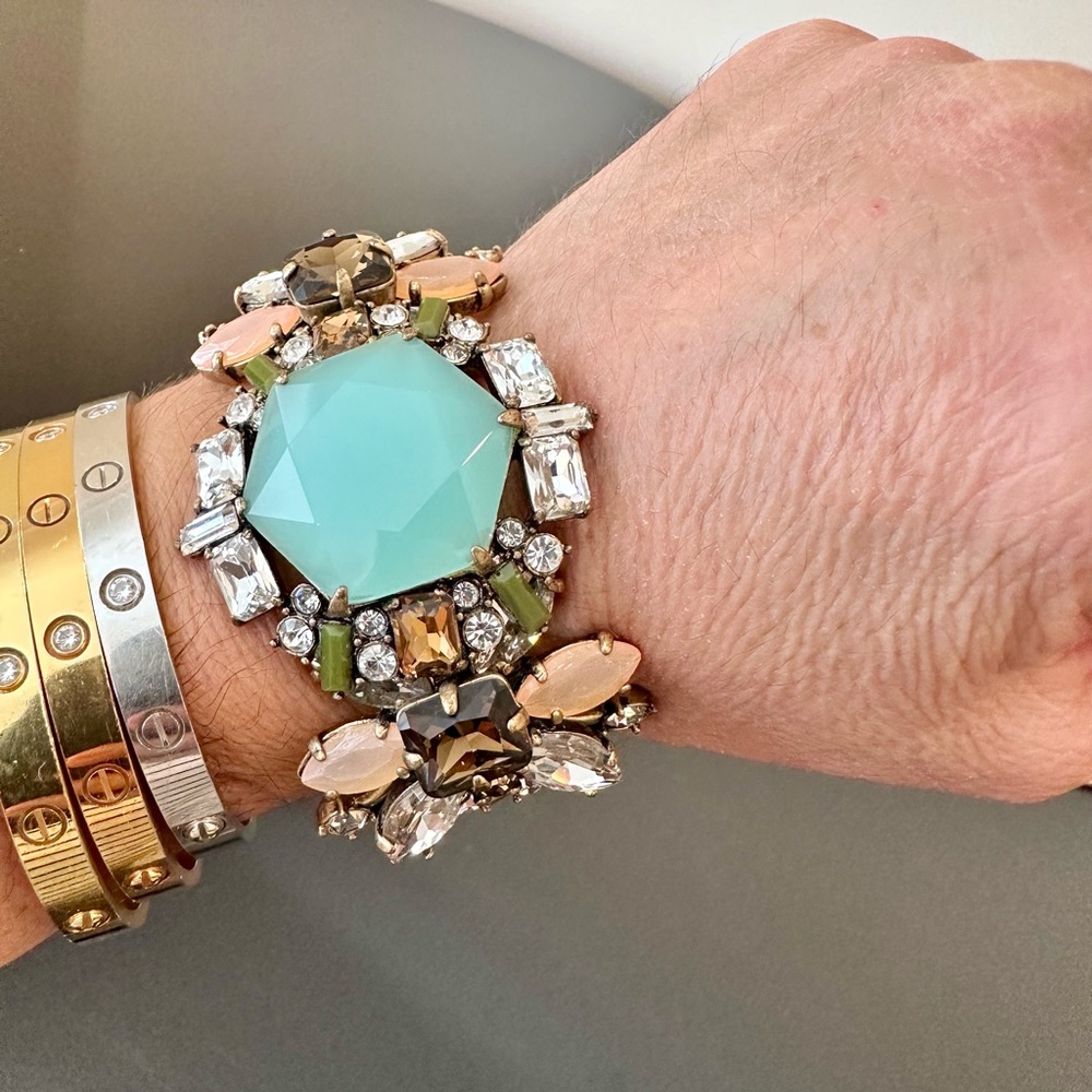 NWT Vintage RARE luxury J. Crew Art Deco Inspired Crystal Statement Bracelet - Picture 5 of 17